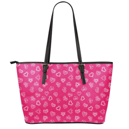 Valentine's Day Geometric Heart Print Leather Tote Bag