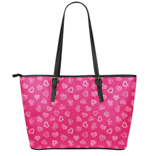 Valentine's Day Geometric Heart Print Leather Tote Bag
