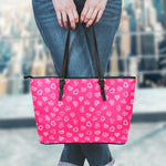 Valentine's Day Geometric Heart Print Leather Tote Bag