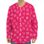 Valentine's Day Geometric Heart Print Long Sleeve Baseball Jersey