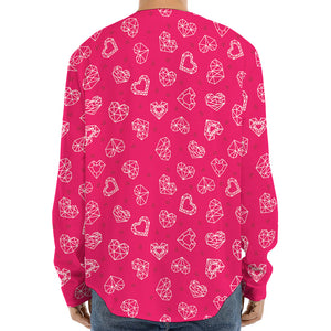 Valentine's Day Geometric Heart Print Long Sleeve Baseball Jersey