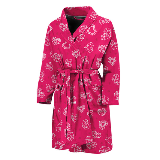 Valentine's Day Geometric Heart Print Men's Bathrobe