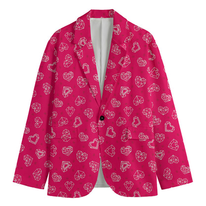 Valentine's Day Geometric Heart Print Men's Blazer