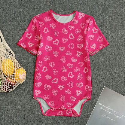 Valentine's Day Geometric Heart Print Men's Bodysuit