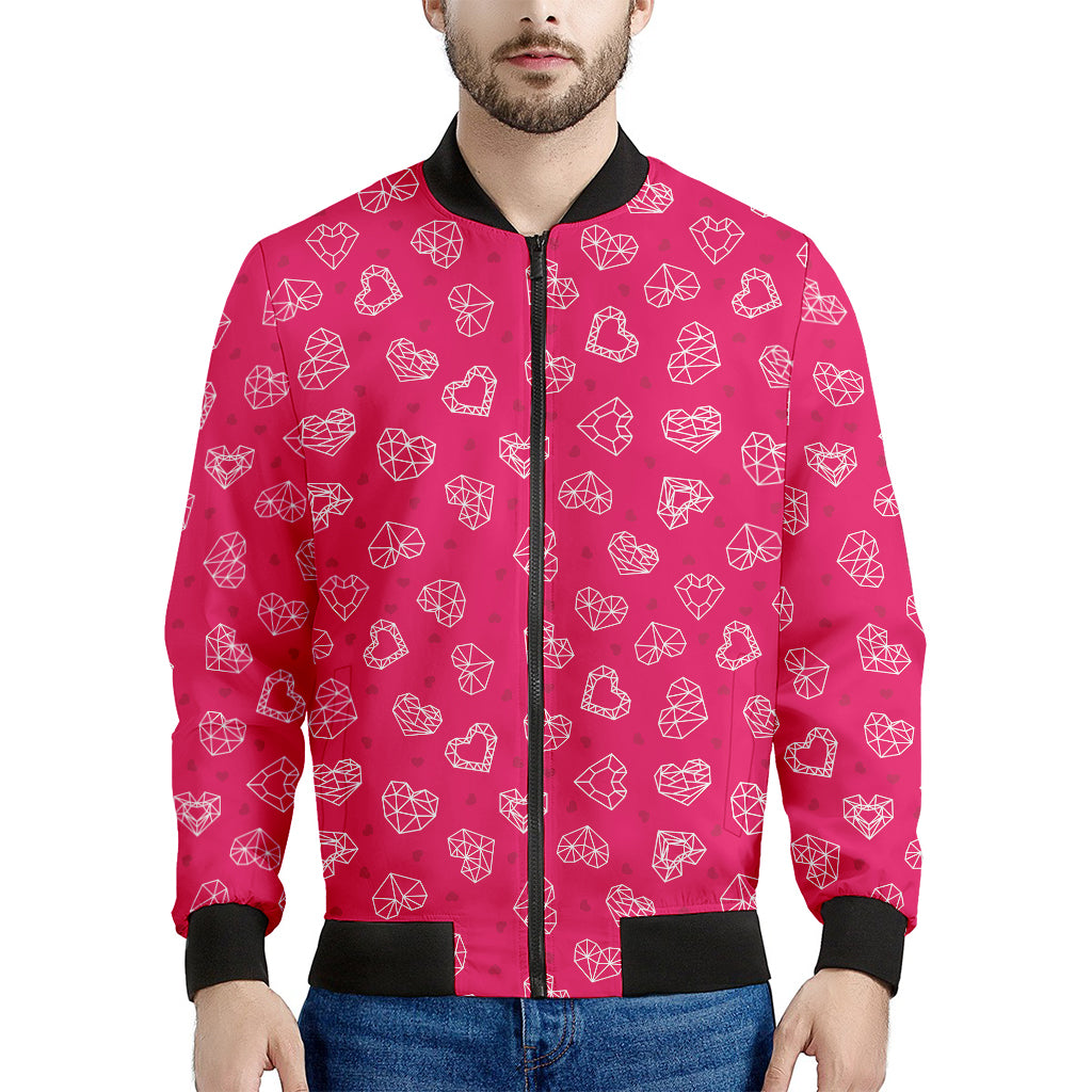Valentine's Day Geometric Heart Print Men's Bomber Jacket