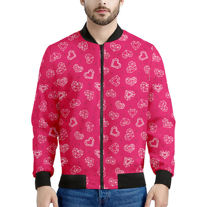 Valentine's Day Geometric Heart Print Men's Bomber Jacket
