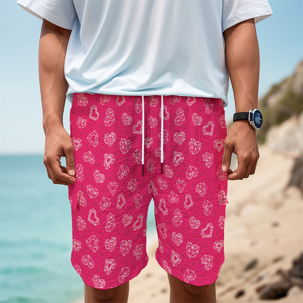 Valentine's Day Geometric Heart Print Men's Cargo Shorts