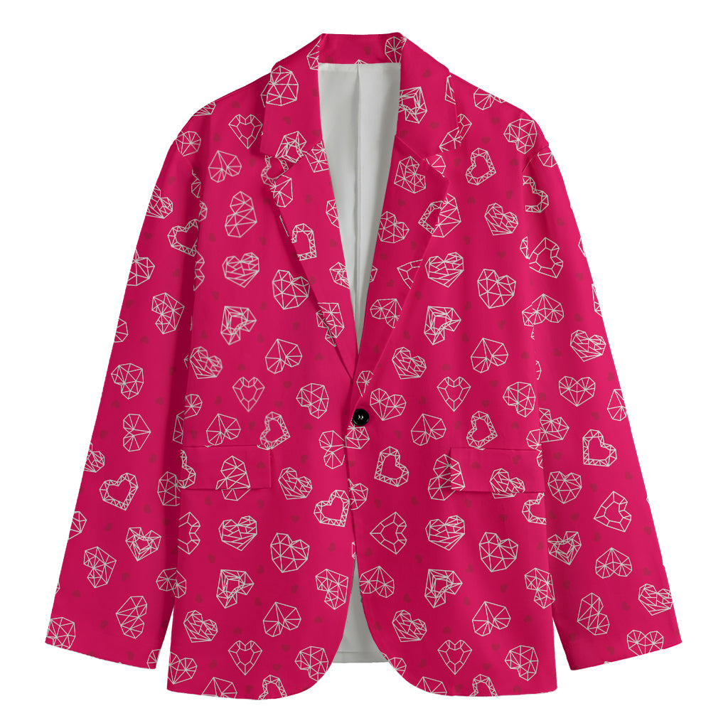 Valentine's Day Geometric Heart Print Men's Cotton Blazer