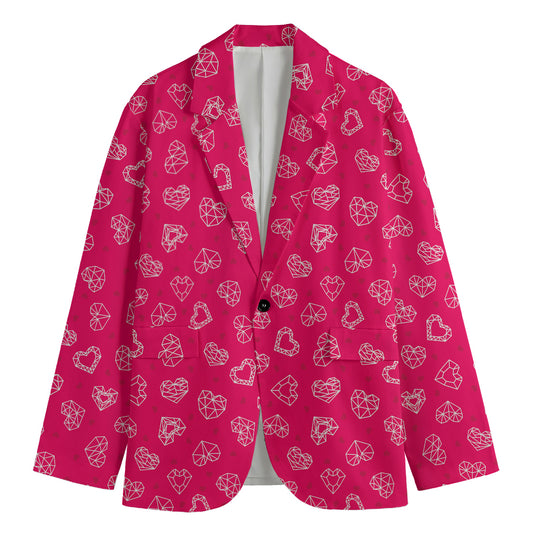 Valentine's Day Geometric Heart Print Men's Cotton Blazer