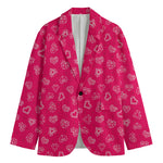 Valentine's Day Geometric Heart Print Men's Cotton Blazer