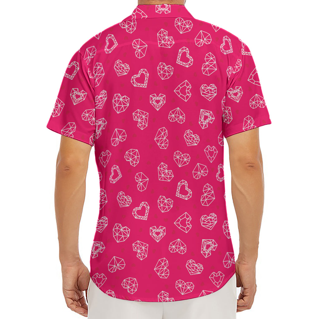 Valentine's Day Geometric Heart Print Men's Deep V-Neck Shirt