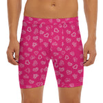 Valentine's Day Geometric Heart Print Men's Long Boxer Briefs