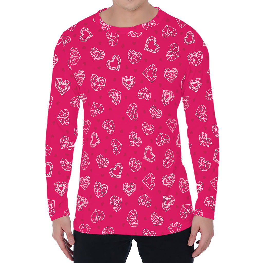 Valentine's Day Geometric Heart Print Men's Long Sleeve T-Shirt