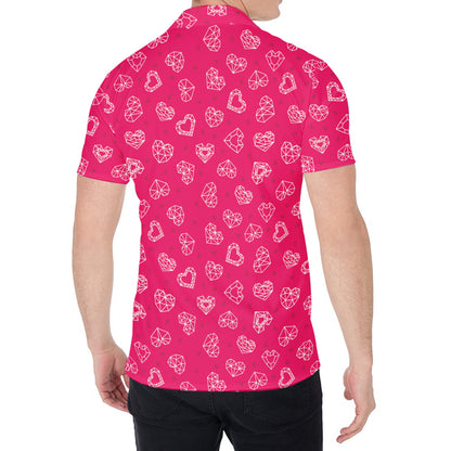 Valentine's Day Geometric Heart Print Men's Shirt