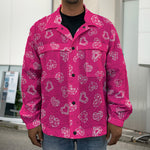 Valentine's Day Geometric Heart Print Men's Shirt Jacket