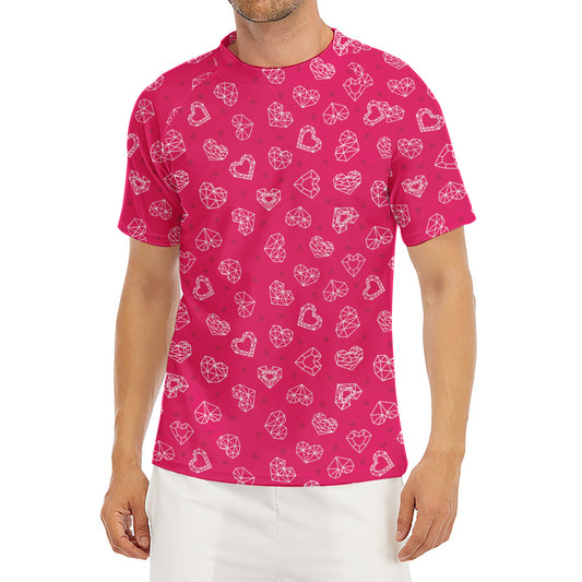 Valentine's Day Geometric Heart Print Men's Short Sleeve Rash Guard