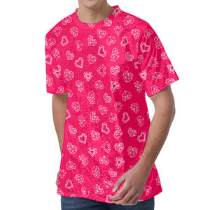 Valentine's Day Geometric Heart Print Men's Velvet T-Shirt