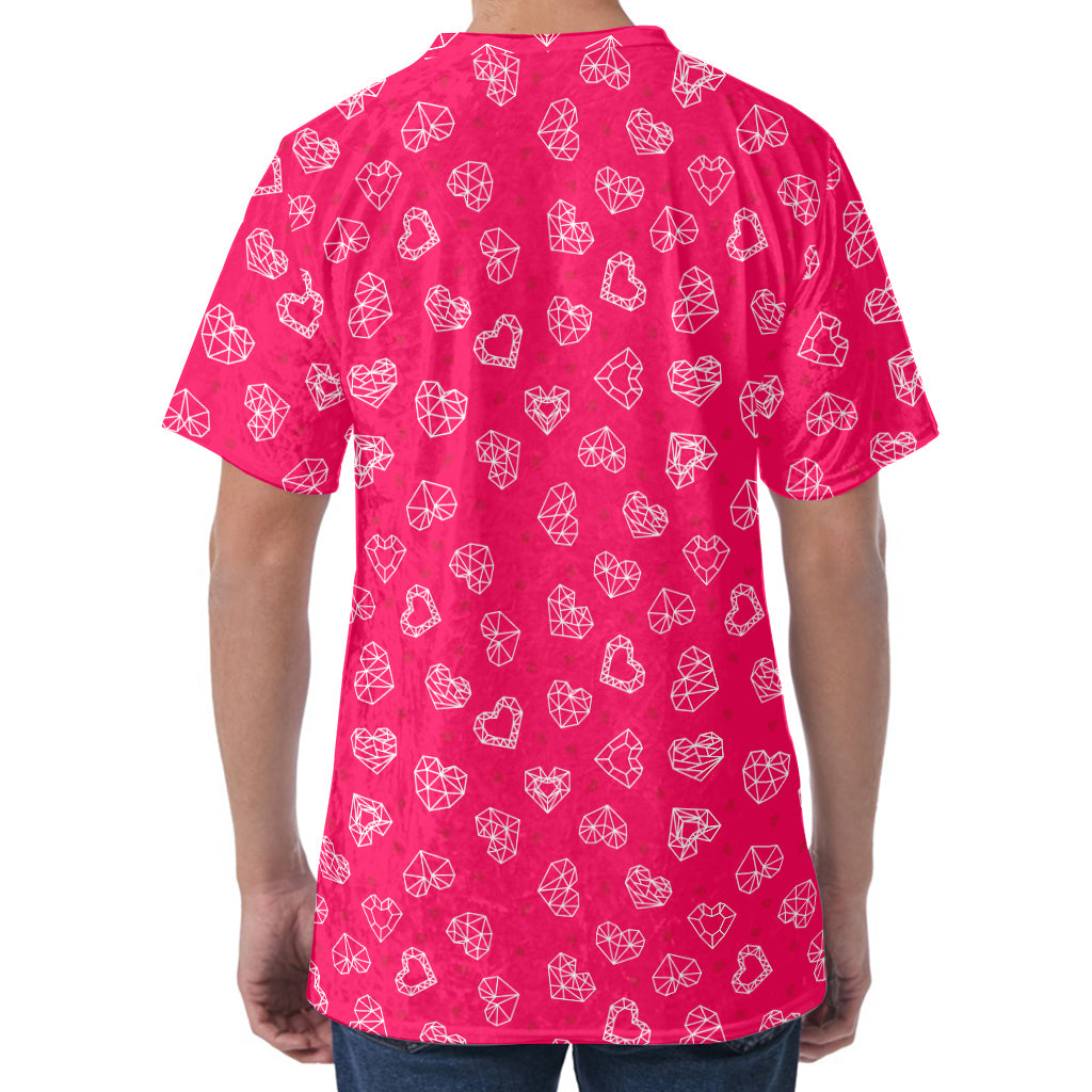 Valentine's Day Geometric Heart Print Men's Velvet T-Shirt