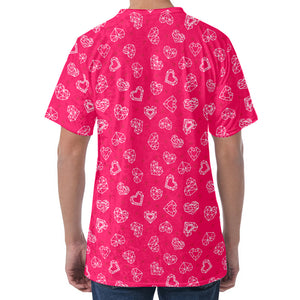 Valentine's Day Geometric Heart Print Men's Velvet T-Shirt