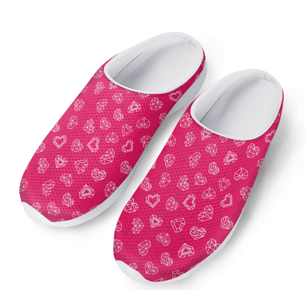 Valentine's Day Geometric Heart Print Mesh Casual Shoes