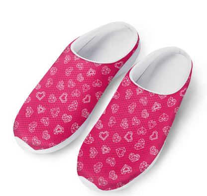 Valentine's Day Geometric Heart Print Mesh Casual Shoes