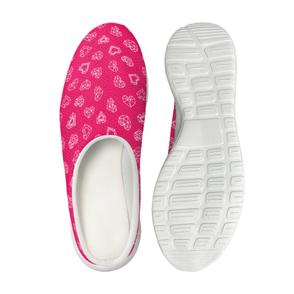 Valentine's Day Geometric Heart Print Mesh Casual Shoes
