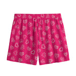 Valentine's Day Geometric Heart Print Mesh Shorts