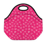 Valentine's Day Geometric Heart Print Neoprene Lunch Bag