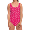 Valentine's Day Geometric Heart Print One Piece Swimsuit