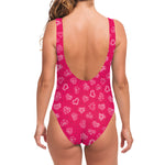 Valentine's Day Geometric Heart Print One Piece Swimsuit
