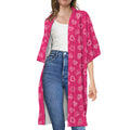 Valentine's Day Geometric Heart Print Open Front Beach Cover Up