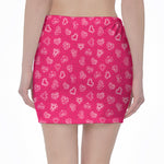 Valentine's Day Geometric Heart Print Pencil Mini Skirt