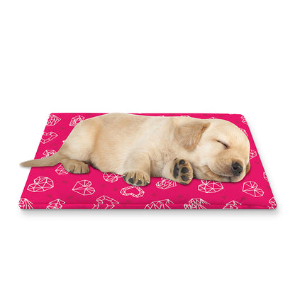 Valentine's Day Geometric Heart Print Pet Cooling Mat Cover