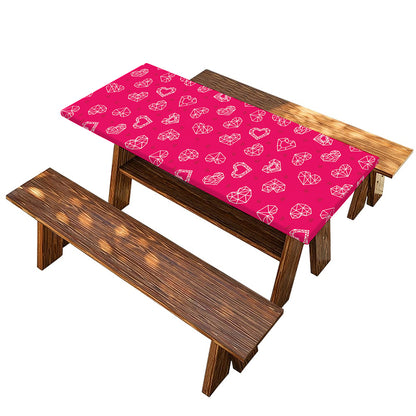 Valentine's Day Geometric Heart Print Picnic Table Cover