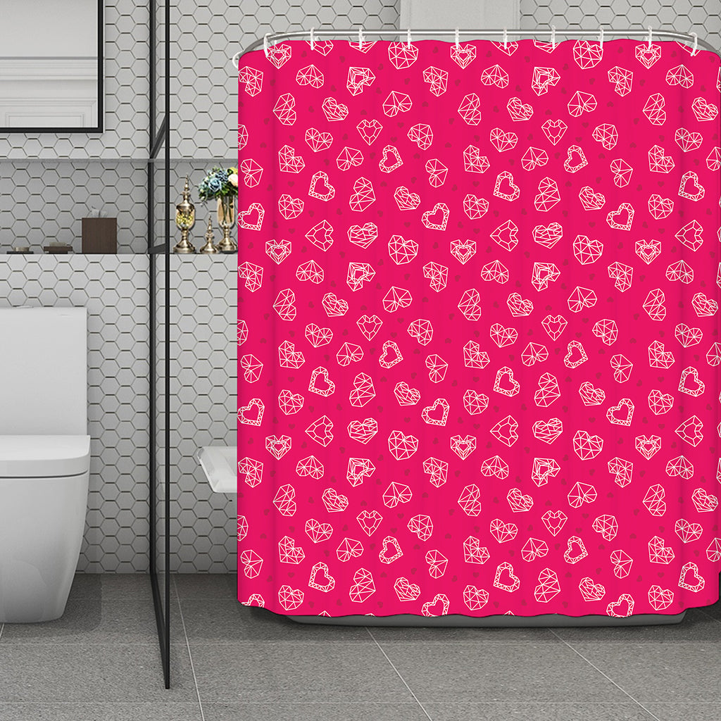 Valentine's Day Geometric Heart Print Polyester Shower Curtain