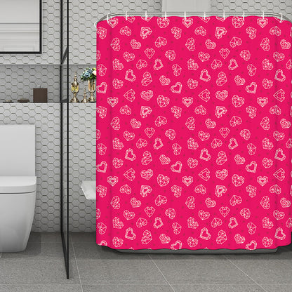 Valentine's Day Geometric Heart Print Polyester Shower Curtain