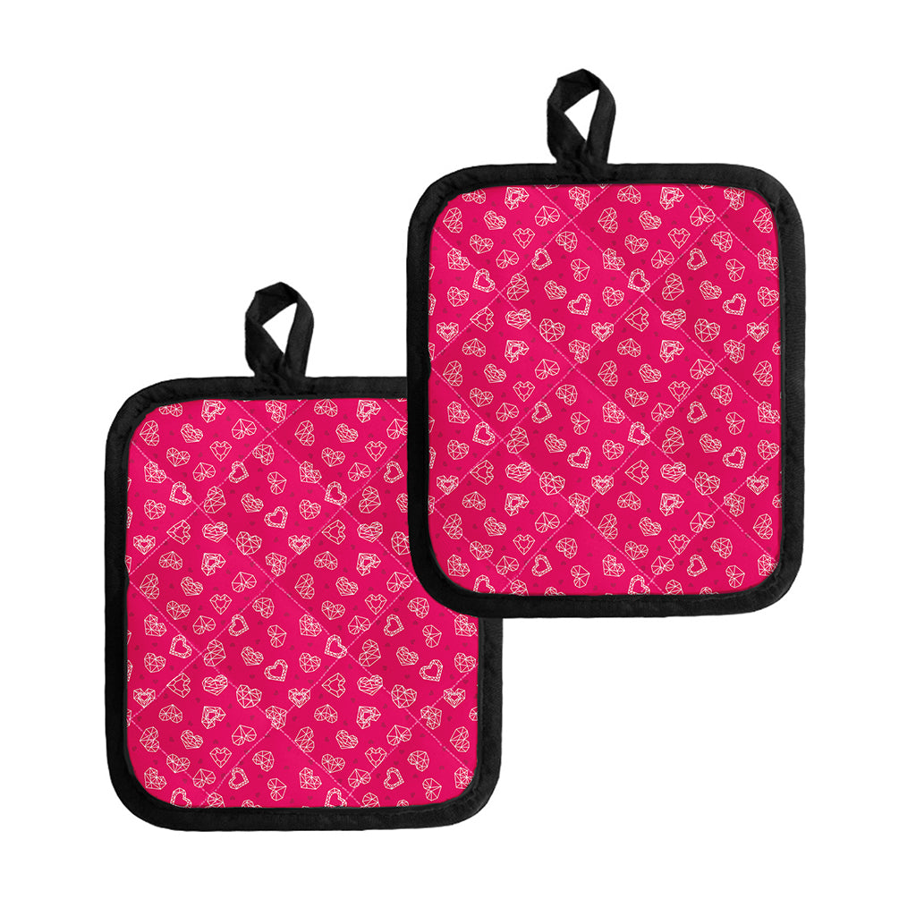 Valentine's Day Geometric Heart Print Pot Holders