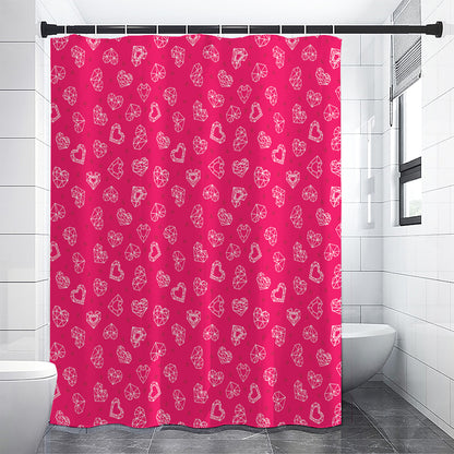Valentine's Day Geometric Heart Print Premium Shower Curtain