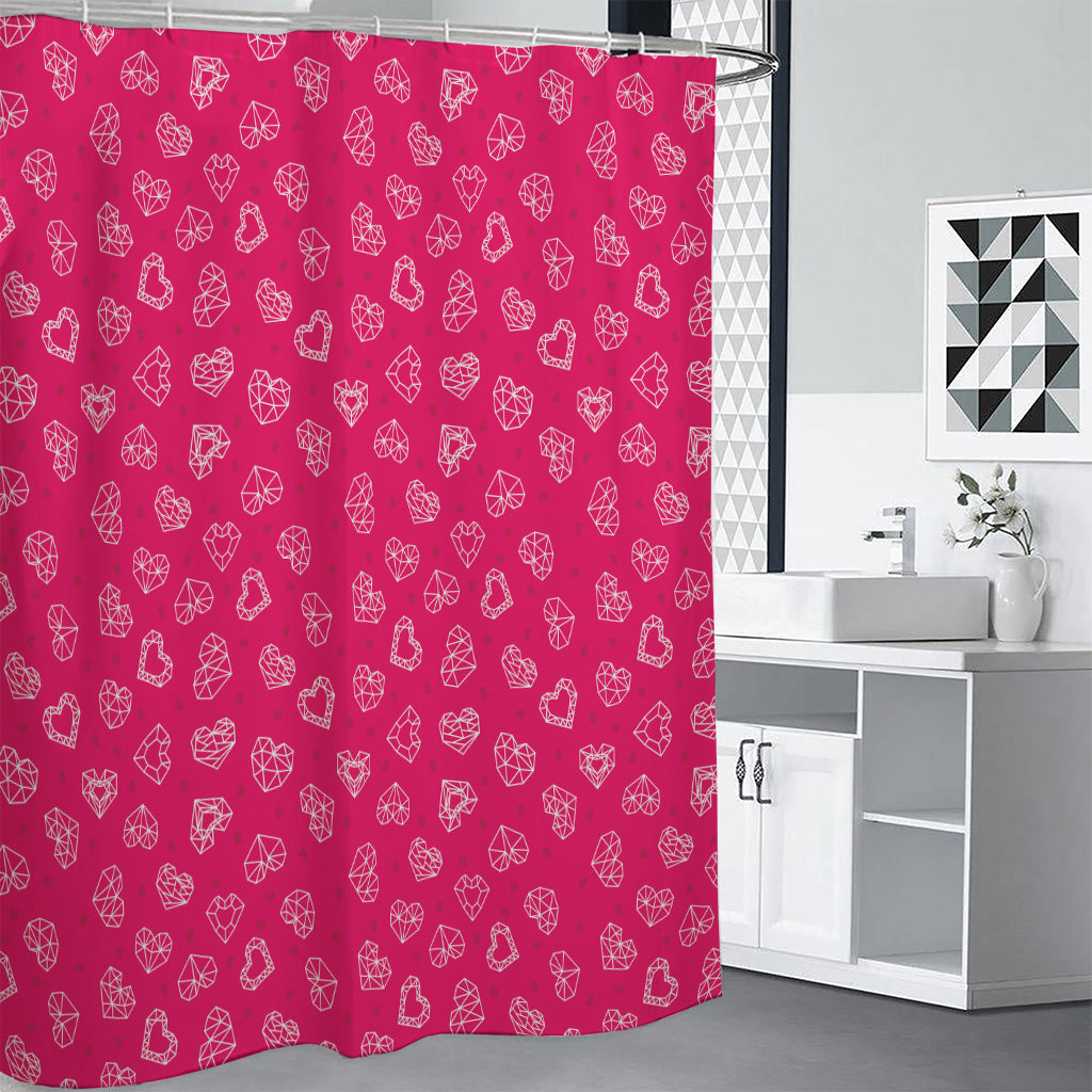 Valentine's Day Geometric Heart Print Premium Shower Curtain