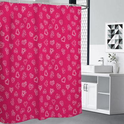 Valentine's Day Geometric Heart Print Premium Shower Curtain