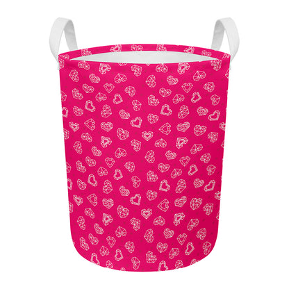 Valentine's Day Geometric Heart Print Round Laundry Basket