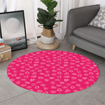 Valentine's Day Geometric Heart Print Round Rug