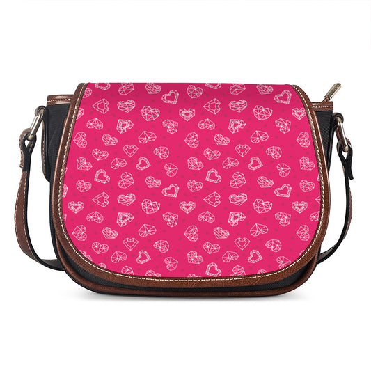 Valentine's Day Geometric Heart Print Saddle Bag
