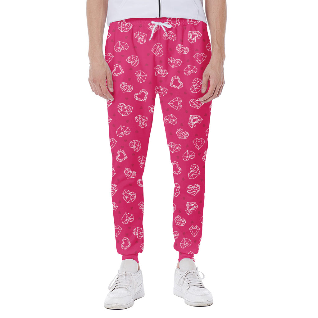 Valentine's Day Geometric Heart Print Scuba Joggers