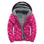 Valentine's Day Geometric Heart Print Sherpa Lined Zip Up Hoodie