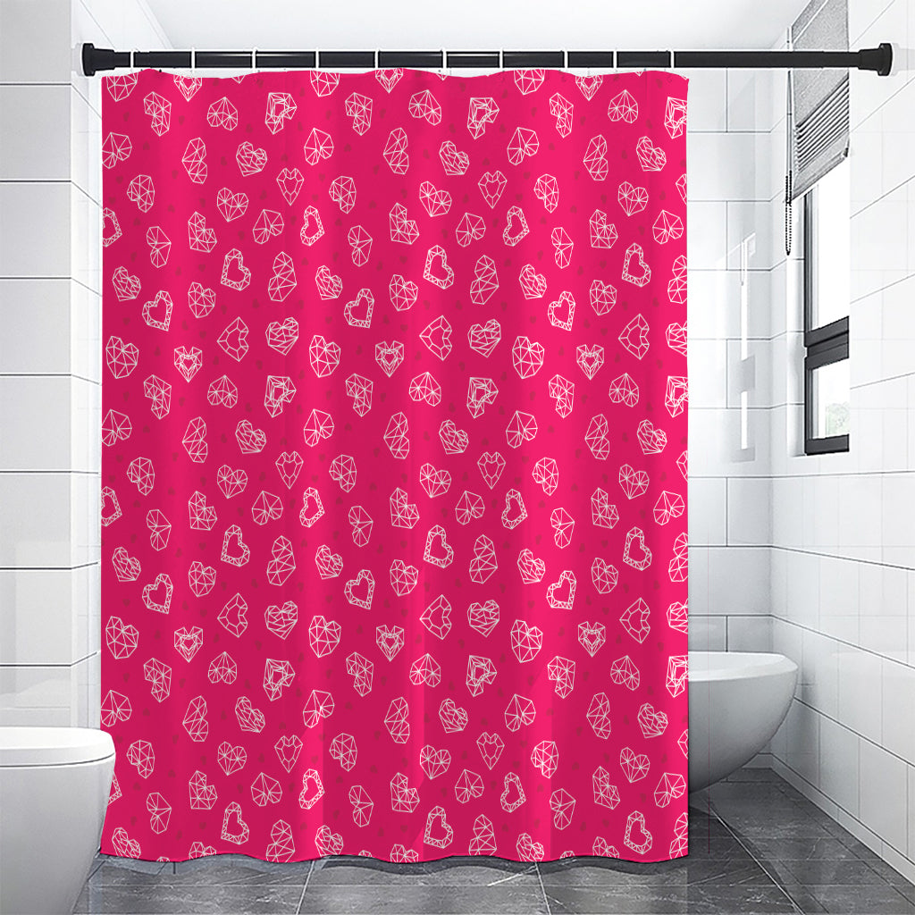 Valentine's Day Geometric Heart Print Shower Curtain