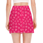 Valentine's Day Geometric Heart Print Side Slit Mini Skirt