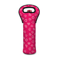 Valentine's Day Geometric Heart Print Single Neoprene Wine Tote