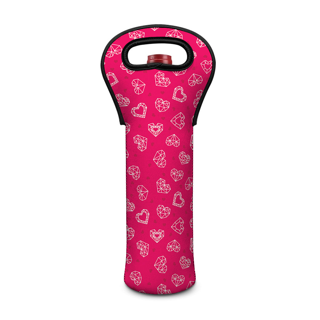 Valentine's Day Geometric Heart Print Single Neoprene Wine Tote