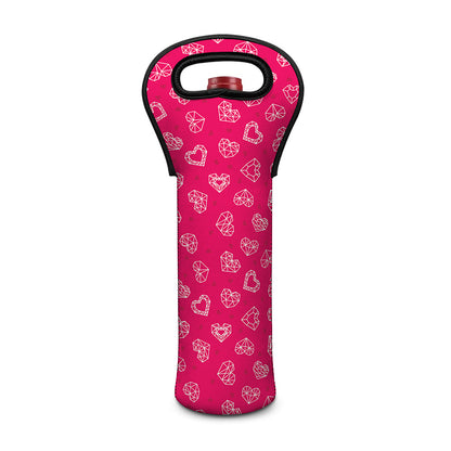 Valentine's Day Geometric Heart Print Single Neoprene Wine Tote